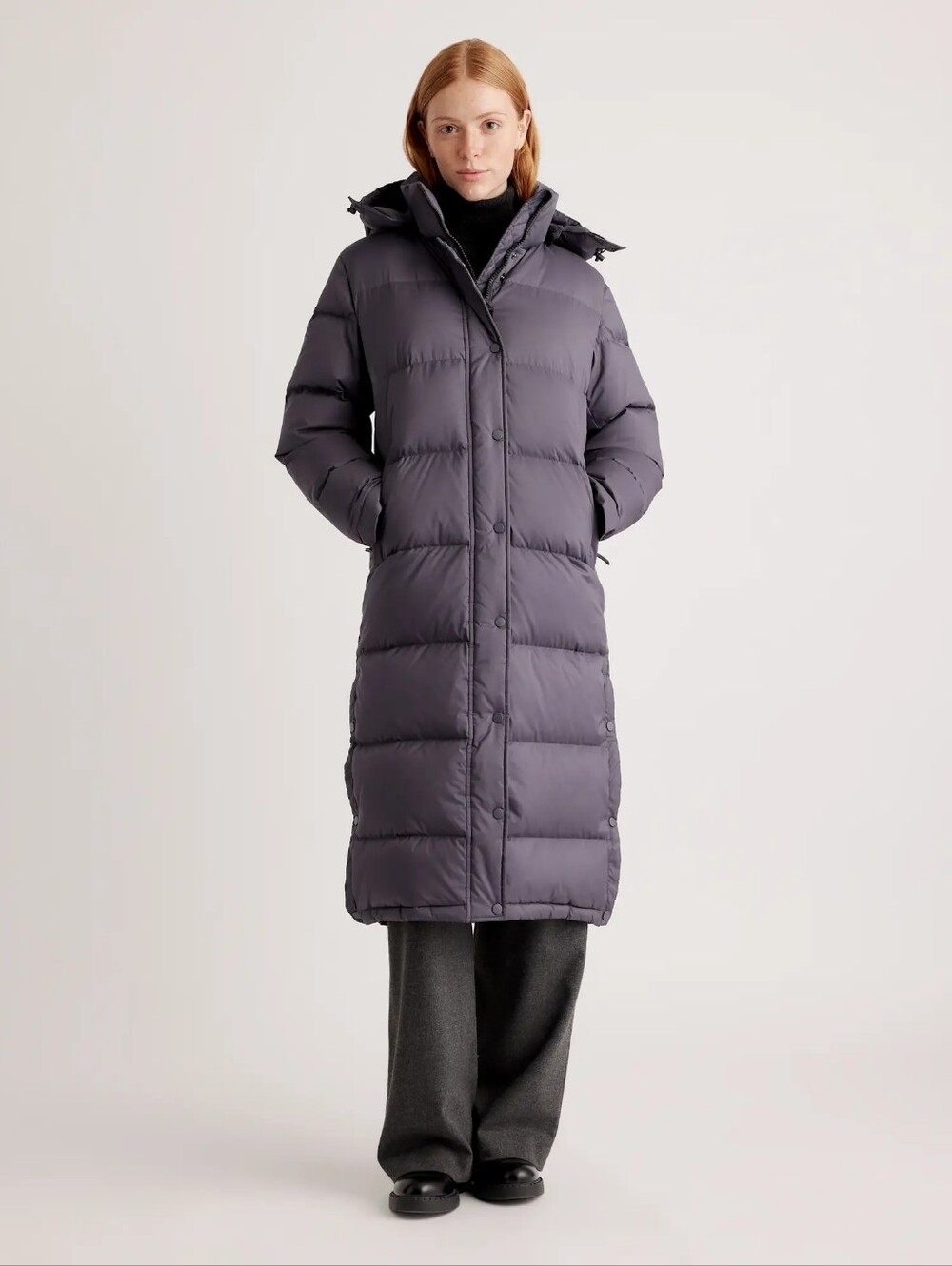 Quince Responsibe Down  Long Quilted Puffer Coat Carbon Gray Medium NWT